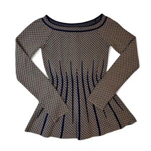 Missoni Blue Beige Pattern Knit Peplum Sweater Top Women’s Size 40 M